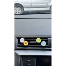 4 Adet Mini Ayçiçek Detaylı Araba Klima Süsü Araç Içi Torpido Aksesuar