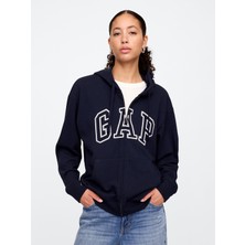 Kadın Navy Unıform Gap Logo Relaxed Fermuarlı Sweatshirt