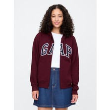 Gap Kadın Bordo Gap Logo Fleece Fermuarlı Sweatshirt