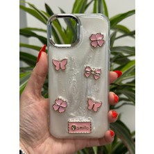 Qans Bilişim iPhone 15 Sedefli Pembe Detaylı Telefon Kılıfı