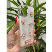 Qans Bilişim iPhone 15 Sedefli Pembe Detaylı Telefon Kılıfı