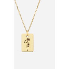 Meks Jewels Gümüş Ekim Ayı Doğum Çiçeği Marigold Kolyesi