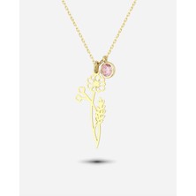 Meks Jewels Gümüş Ekim Ayı Doğum Çiçeği Marigold Kolyesi