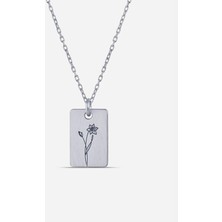 Meks Jewels Gümüş Mart Ayı Doğum Çiçeği Nergis Kolyesi