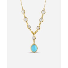 Meks Jewels Aquamarine Taşlı Gümüş Kolye