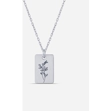 Meks Jewels Gümüş Aralık Ayı Doğum Çiçeği Çoban Püskülü Kolyesi
