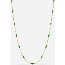 Meks Jewels Yeşil Mineli Gümüş Zincir