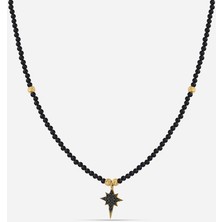 Meks Jewels Oniks Taşlı Gümüş Kutup Yıldızı Kolye