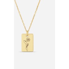 Meks Jewels Gümüş Ağustos Ayı Doğum Çiçeği Gelincik Kolyesi