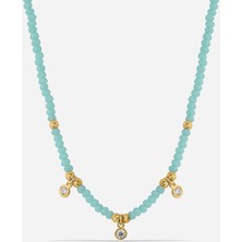 Meks Jewels Gümüş Dizi Aquamarine Renkli Kolye