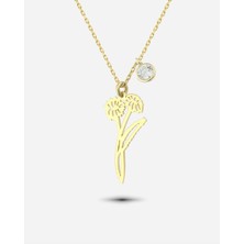 Meks Jewels Gümüş Nisan Ayı Doğum Çiçeği Papatya Kolyesi
