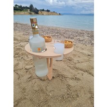 Elisgiftstore Yuvarlak Şarap Sehpası, Kaplanır Piknik Masası, Plaj Sehpası, Bahçe Sehpası EH039