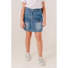 Kız Çocuk Körüklü Kot Şort Etek 2860