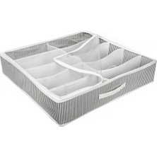 Ozcmax Ayakkabı Saklama Çantası 12 Bölmeli Shoes Under Ayakkabı Hurcu - Siyah Beyaz