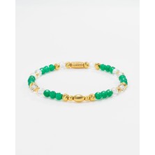 Yeşil Akik ve Kristal Kuvars Taşlı Gümüş Bileklik