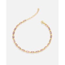 Meks Jewels Pembe Baget Taşlı Gümüş Bileklik