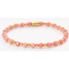 11,5 Karat Değerinde Doğal Pembe Mercan Taşlı Gümüş Bileklik