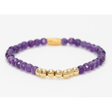 19,7 Karat Değerinde Doğal Ametist Taşlı Gümüş Bileklik