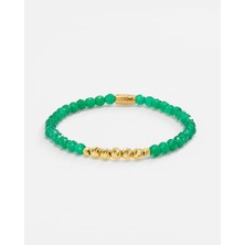 14,95 Karat Değerinde Doğal Yeşil Akik Taşlı Gümüş Bileklik