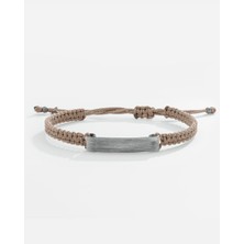 Meks Jewels Bej Makrome Kordonlu Tasarım Gümüş Bileklik