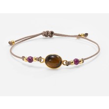 4,5 Karat Değerinde Doğal Kaplan Gözü Taşlı Gümüş Argentum Bileklik