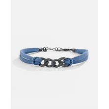 Meks Jewels Mavi Nubuk Kordonlu Gurmet Bileklik