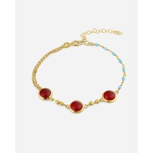 Meks Jewels Lal Taşlı Gümüş Bileklik