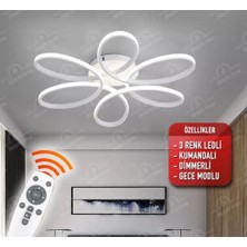 St Aydınlatma Luxor Oturma Odası,Salon,Yatak Odası İçin 60 cm Beyaz Kasa  3 Renk Kumandalı LED Avize