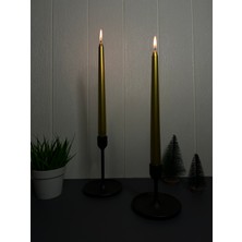 Lusora Design Dekoratif Sedefli 4 Adet Şamdan Mumu - Sarı / Gold