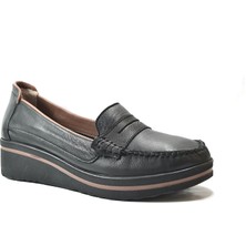 Beety 23BK.01  Deri Siyah Ortopedik Loafer Günlük Kadın Ayakkabı