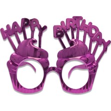 Fuşya Happy Birthday Parti Gözlüğü