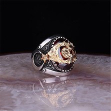 Ay Yıldız Motifli  Gümüş Yüzük