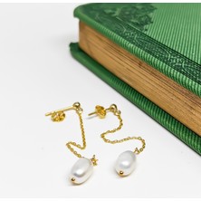 Meks Jewels İnci Taşlı Gümüş Zincir Küpe