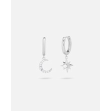 Meks Jewels Gümüş Ay Yıldız Küpe