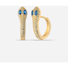 Meks Jewels Lacivert Gözlü Gümüş Yılan Küpe