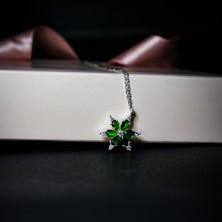 Star Silver Yeşil Lotus Gümüş Kolye 925 Ayar