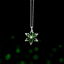 Star Silver Yeşil Lotus Gümüş Kolye 925 Ayar