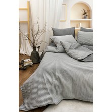 Doğal Ipliği Boyalı Çift Kişilik Pamuklu Nevresim Takımı Kutulu Duvet Cover Set (Lastikli Çarşaf)