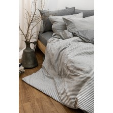 Doğal Ipliği Boyalı Çift Kişilik Pamuklu Nevresim Takımı Kutulu Duvet Cover Set (Lastikli Çarşaf)