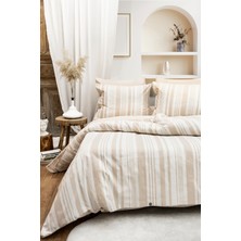 Doğal Ipliği Boyalı Çift Kişilik Pamuklu Nevresim Takımı Kutulu Duvet Cover Set (Lastikli Çarşaf)