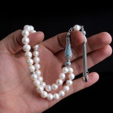 Takı925 Zirkon Taş 925 Ayar Gümüş Püsküllü Doğal Inci Taşı Tesbih