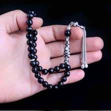 Takı925 Zirkon Taşlı Gümüş Püsküllü Kristal Kesme Onix Taşı Tesbih