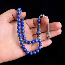 Takı925 Zirkon Taşlı Gümüş Püsküllü Hakiki Lapis Taşı Tesbih