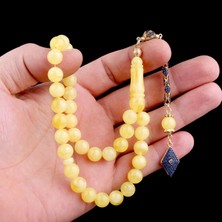 Takı925 Damla Kehribar Tesbih Lacivert Renk Zirkon Taşlı Gümüş Püsküllü