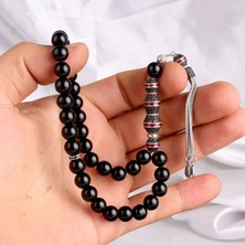 Takı925 925 Ayar Gümüş Zirkon Mine Püsküllü Onix Taşı Tesbih