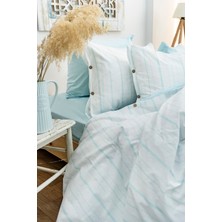 Doğal Ipliği Boyalı Çift Kişilik Pamuklu Nevresim Takımı Kutulu Duvet Cover Set (Lastikli Çarşaf)