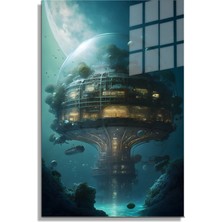 Marsilyan Space/uzay Yapay Zeka Özel Tasarım Cam Tablo Ofis, Mutfak Çocuk Odası, Salon 08