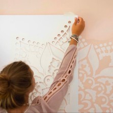 Mandala Art Fabric Lovely Büyük Boy Mandala Duvar Dekoratif Hazır Şablon 100 cm