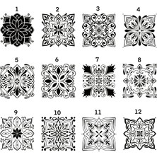 Mandala Art Fabric 12 Farklı Mandala Desen Stencil, 20X20 Boyut,tüm Yüzeyler Için, Birden Fazla Kullanılabilir MFS001