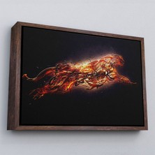 Marsilyan Çerçeveli Altın Renkli Koşan Çita Kanvas Tablo, Hayvan Duvar Sanatı, Büyük Kanvas TABLO-5380